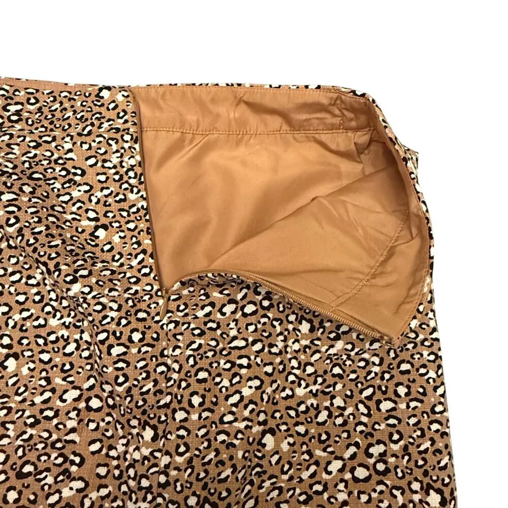 J.Crew Leopard‎ Print Pencil Skirt Womens Size 2 Cotton Blend Beige & Black